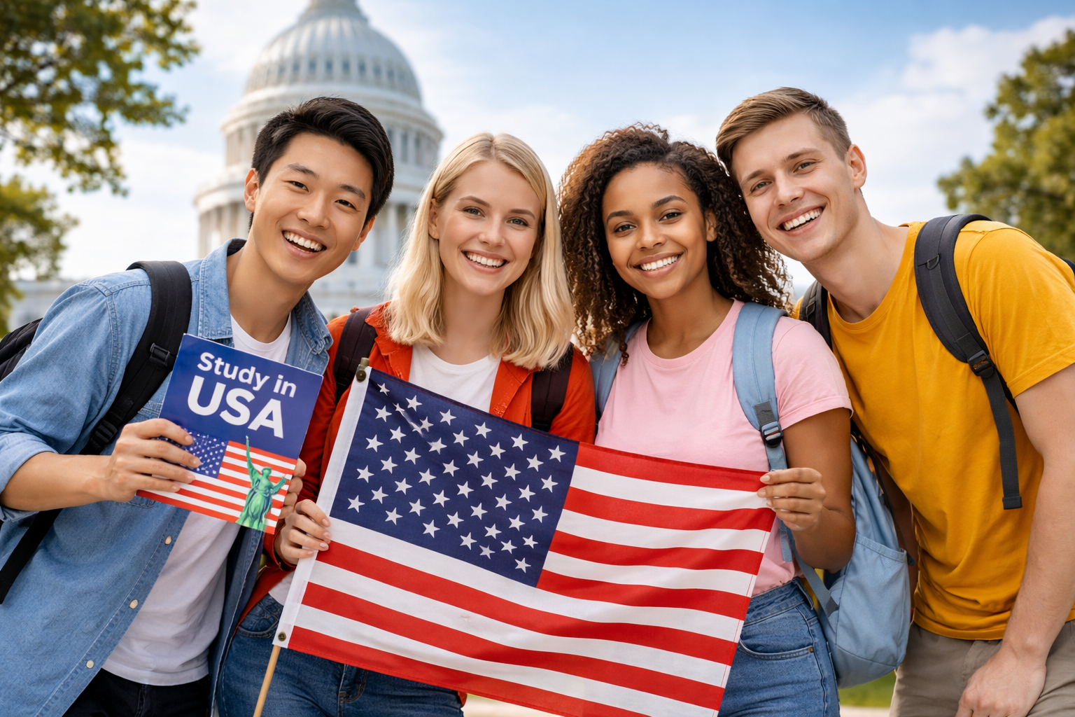 Students planning to study abroad with EduQuest guidance showing global universities and career pathways